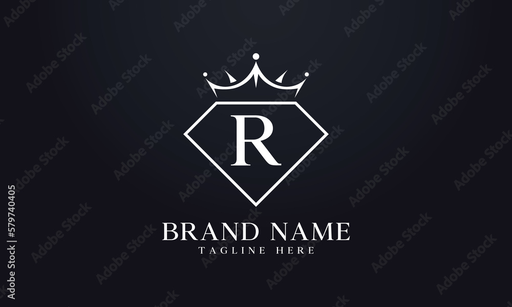 Diamond crown logo. Luxury queen logo for jewelry with letters Diamond crown logo. Luxury queen logo for jewelry with letters