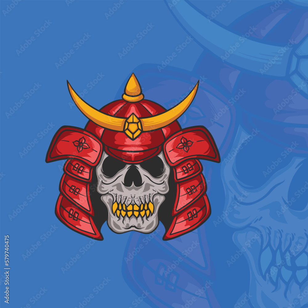 red samurai illustration for logo and tshirt design
