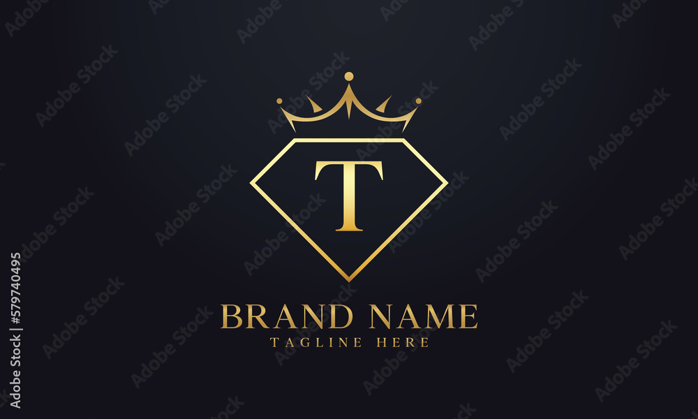 Diamond crown logo. Luxury queen logo for jewelry with letters Diamond crown logo. Luxury queen logo for jewelry with letters