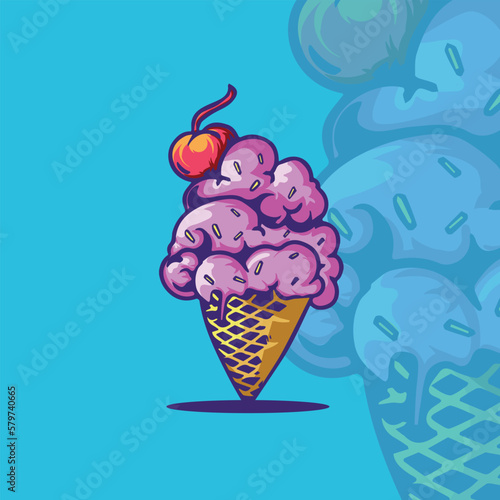 ice cream illustration for logo and tshirt design (ID: 579740665)