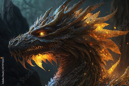 The Burning Gaze of a Majestic Dragon Generative AI