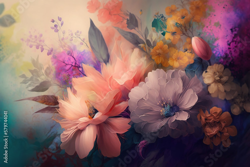 Wunderschöner floraler Blumen Hintergrund, farbenfroh, pastell