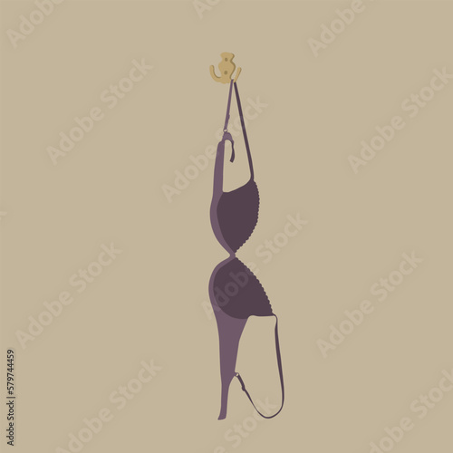 Purple bra on a wall hook vector illustration