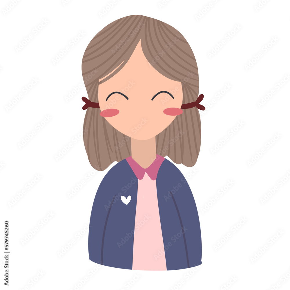 Cute girl character.cartoon girl.smilling cartoon.happy face Cute girl character.cartoon girl.smilling cartoon.happy face