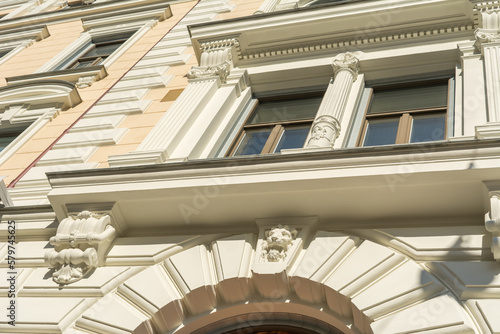 Beautiful exterior of a vintage luxury Swedish apartment building