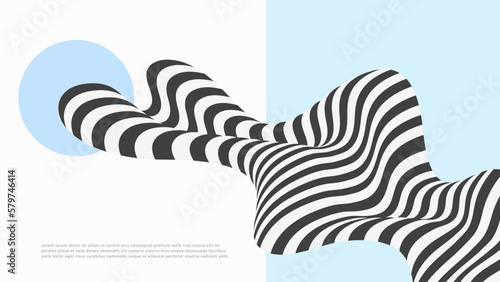Black and white wave. Striped wavy line compositions. Minimal abstract vector illustration.