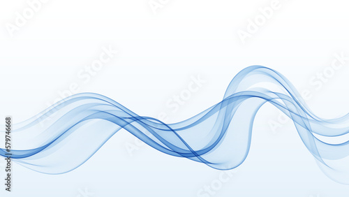 Blue curly transparent flow of wavy lines,abstract blue wave background. © lesikvit