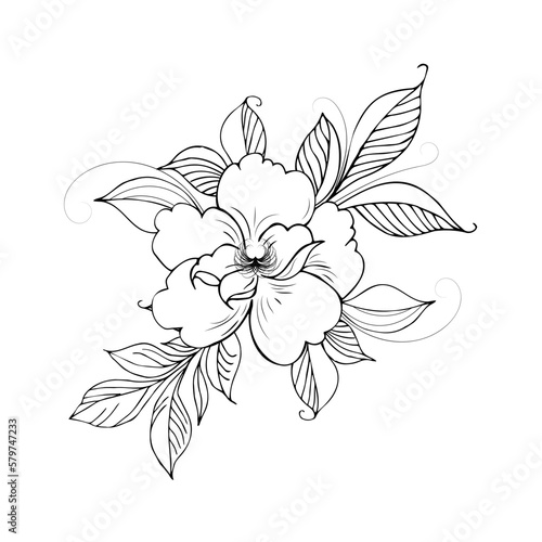 Floral background  Floral composition  floral background with tender flowers and branches of buds. Hand drawing