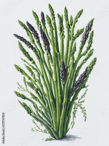 A Watercolor Bouquet of Spring Asparagus
