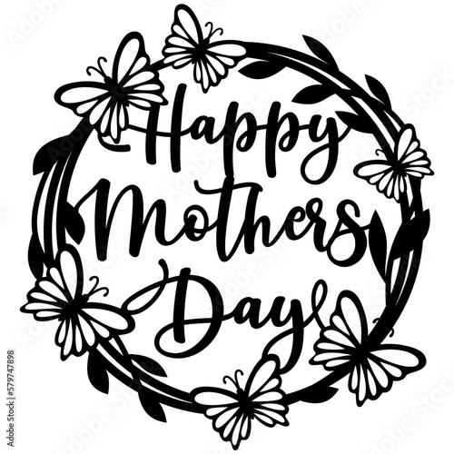 Happy Mothers day svg, Round cake topper with butterflies, Mom gift