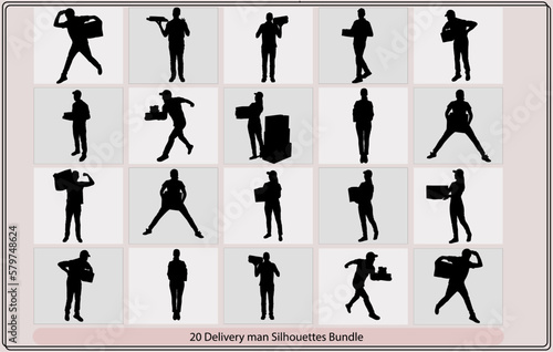 Delivery man silhouette vector,Delivery man silhouette,Courier Service Silhouettes and Delivery man, Shipping fast delivery man,