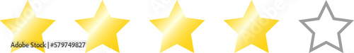 Four star review rating.  Website product review stars. Rating Stars. 4 stars customer product rating.  Flat icon for apps and site