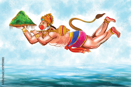 Illustration of lord hanuman for hanuman jayanti festival card background