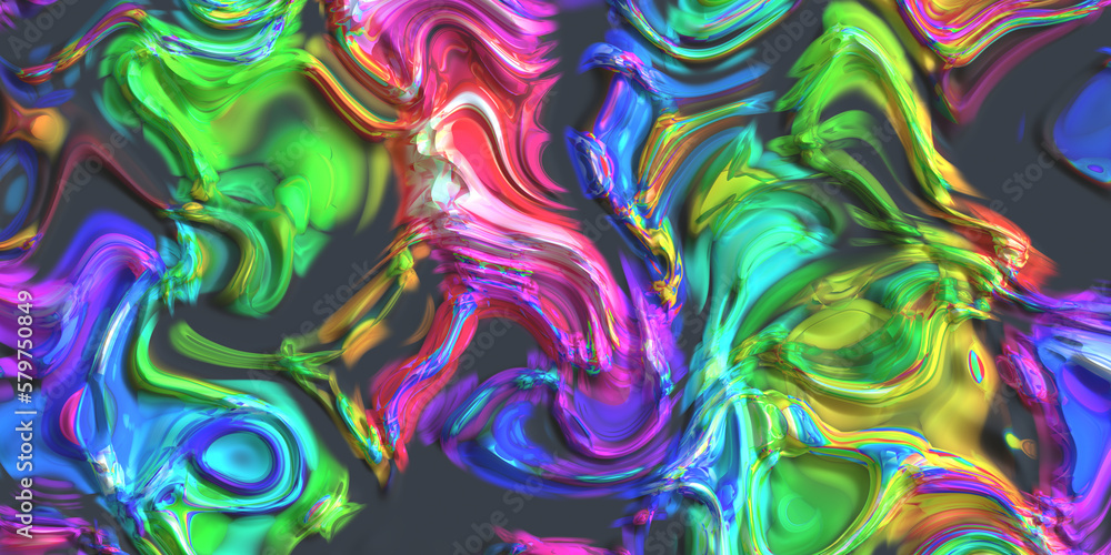 Digital colorful distortion neon wavy lines and shaps background ...