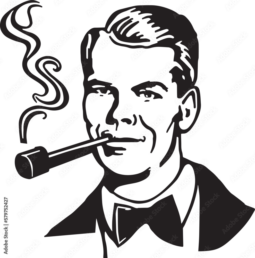 Man Pipe Smoking Chap Retro Clip Art Vector Illustration SVG Man Pipe Smoking Chap Retro Clip Art Vector Illustration SVG