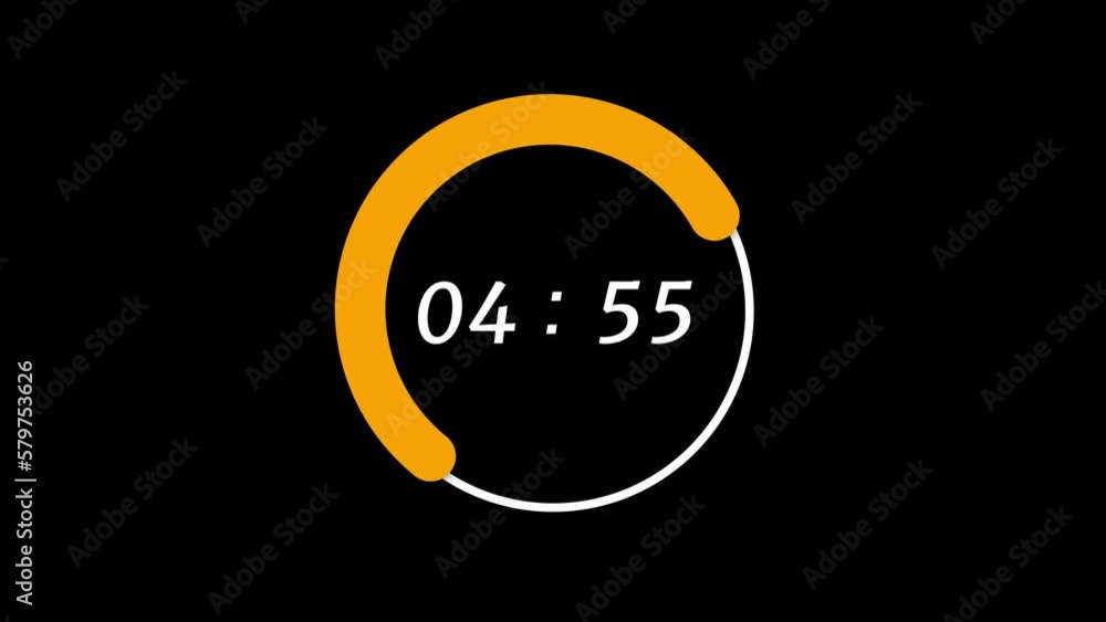 Stylish Clock 5 Minute countdown animation Timer Countdown. Countdown 5