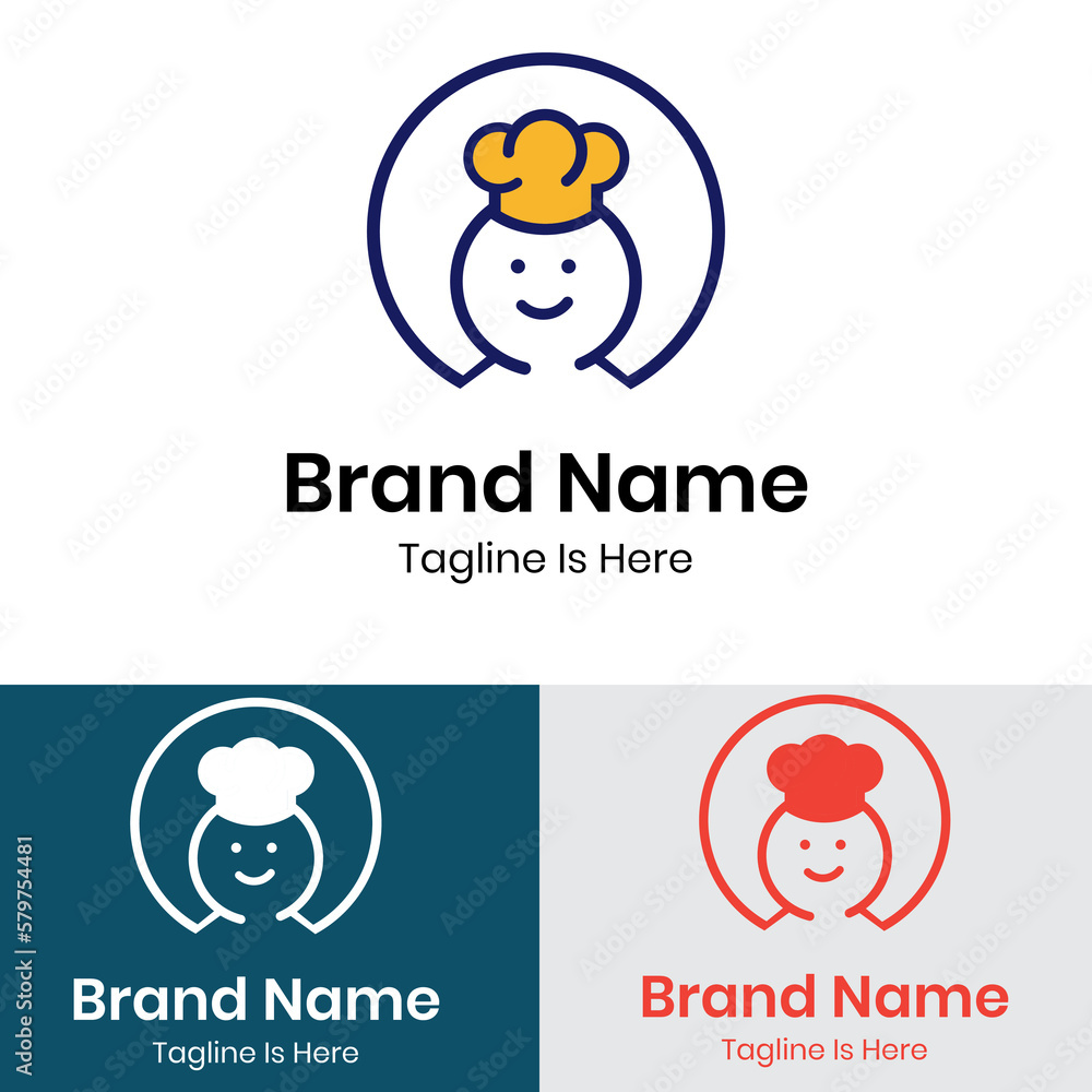 Blue circle and cute little chef logo
Blue circle and cute little chef logo