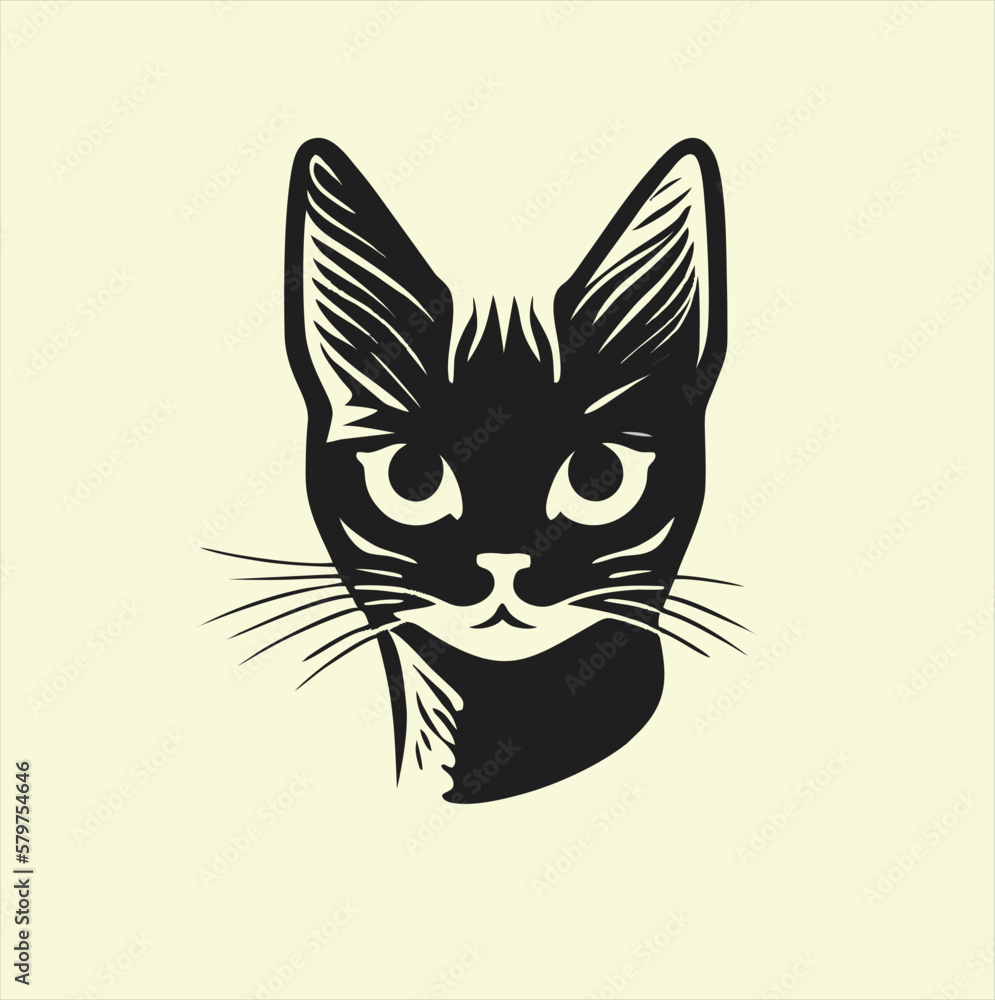 Cat head design vector on yellow background. Cat animal icon vector illustration. Cat head design vector on yellow background. Cat animal icon vector illustration.
