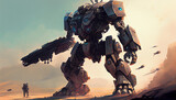 Massive_mech_robot in combat Ai generated image