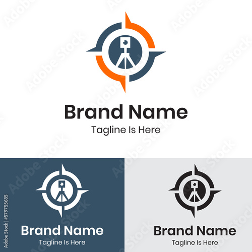 Compass orientation surveying instrument logo design