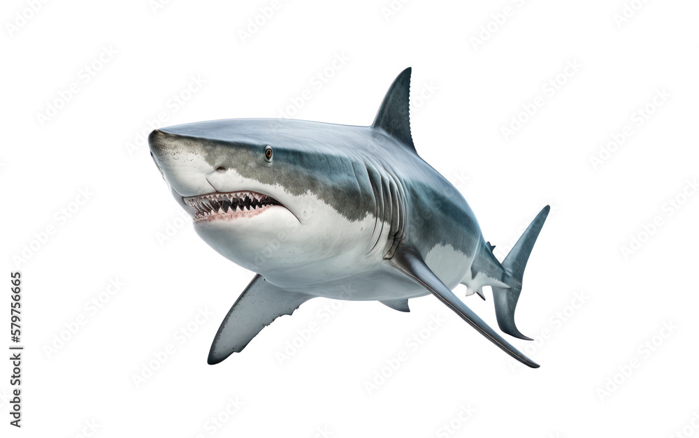 Fototapeta premium Shark isolated on white, transparent background, PNG, generative ai