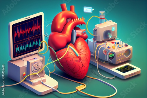 New Digital Health Solutions Applied To The Treatment And Monitoring Of Hypertension And Heart Disease Conceptual Illustration. Generative AI