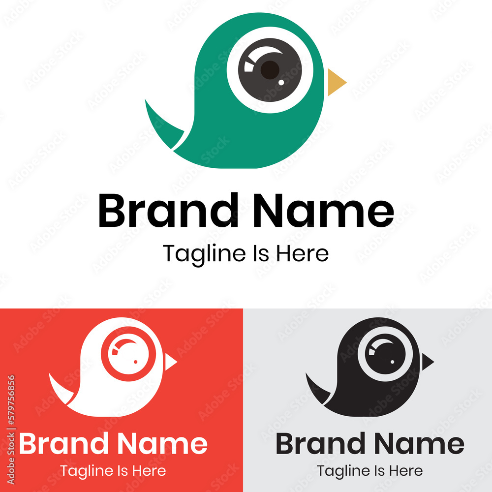 Green bird with camera logo design
Green bird with camera logo design