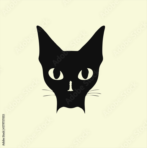 Cat head design vector on yellow background. Cat animal icon vector illustration. © mohammad