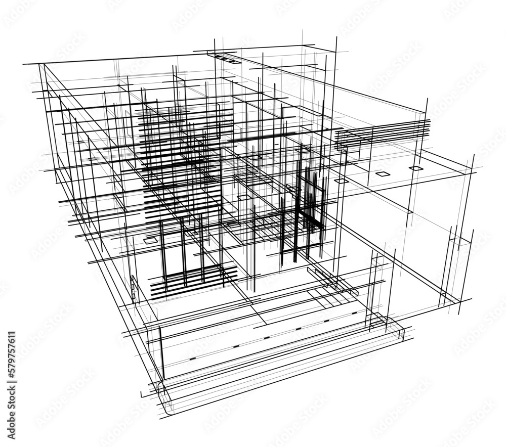 Architectural sketch of a house building Architectural sketch of a house building