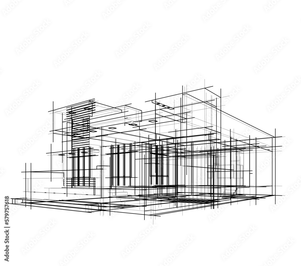 Obraz premium Architectural sketch of a house building 
