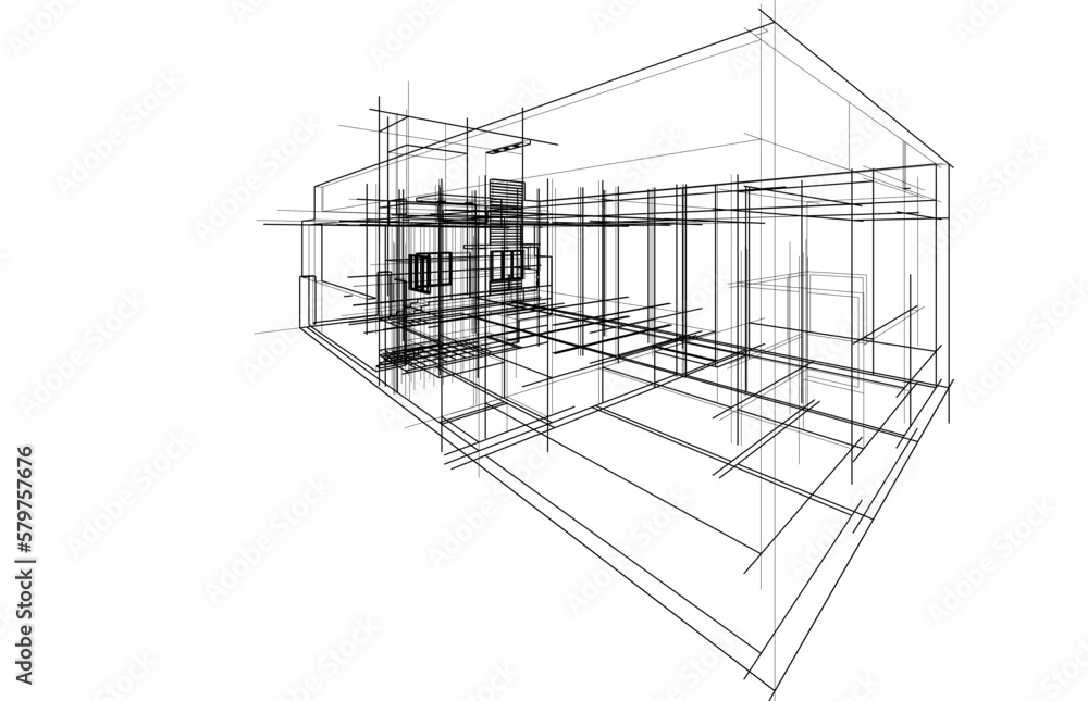 Architectural sketch of a house building Architectural sketch of a house building