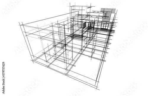 Architectural sketch of a house building 