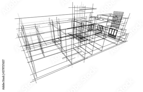 Architectural sketch of a house building 