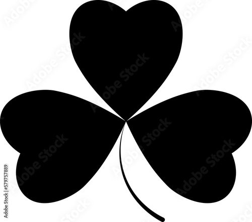 Clover icon, Patricks Day symbol, three leaf, PNG illustration