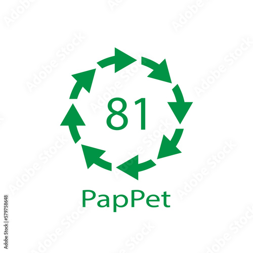 Paper (cardboard). Recycling codes 81 PapPet. Composite materials sign. Vector illustration