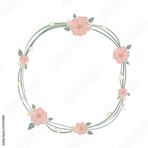 Floral wreath on white background. Vector illustration