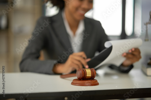 Lawyers Asiawoman having through online Concepts of Legal services at the law office.