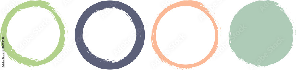 Grunge brush textures, set circle splash isolated for print on transparent background, PNG illustration Grunge brush textures, set circle splash isolated for print on transparent background, PNG illustration