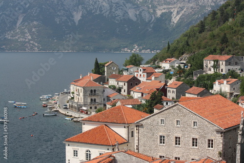 view of the rooftops along the Bay of Kotor, Montenegro