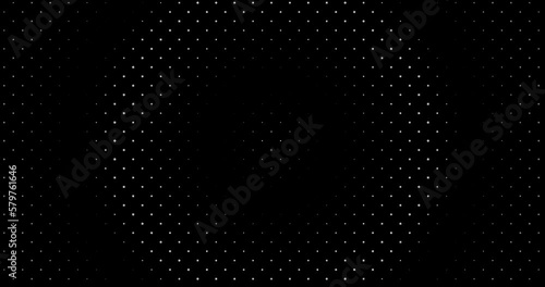 4k dynamic circular seamless looping animation. Moving circles with little rhombus dots on transparent background (alpha channel). 
Abstract dotted animated gradient. 3d Halftone style motion design