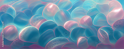 Soft Pastel Bubbles abstract Background, tranquil shades of blue and pink, creating a soothing and visual experience