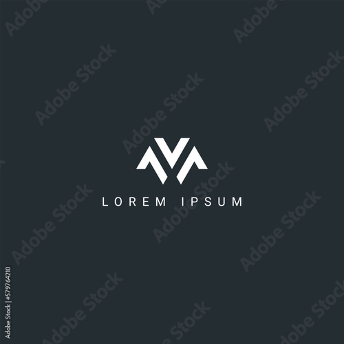 Abstract MV VM letter simple style business logo design vector template.