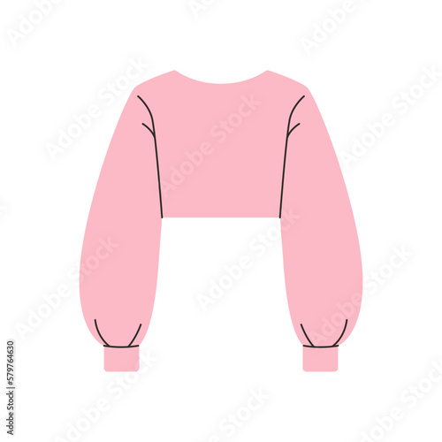 Fashion female crop sweater. Stylish casual jumper, basic clothes apparel, women outfit wardrobe. Vector illustration
