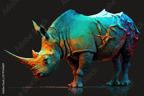 rhino on black background