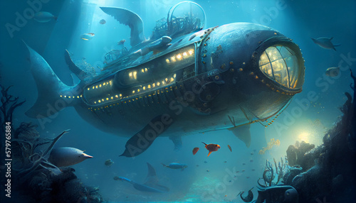 Deep-sea_exploration_with submarines_and_underwater Ai generated image © TrendyImages