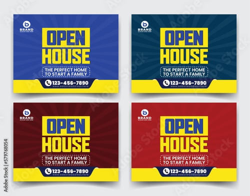 Home sale business real estate company ads, yard sign, signage design vector template for outdoor advertising multiple color version