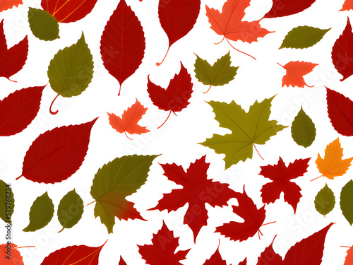 group of different colored leaves. autumn leaves background. leafs falling. pattern design. Generative AI.