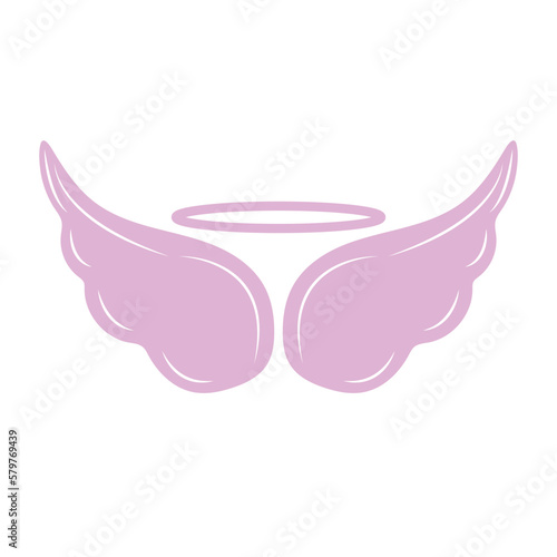 Beautiful pink angel wings vector art illustration.