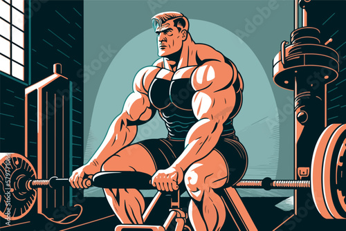 workout illustration vectorial, men on gym
