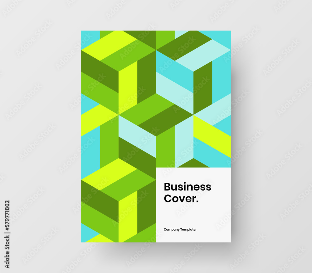 Colorful front page vector design layout. Vivid geometric hexagons brochure concept.